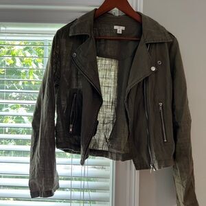 BP Green Utility Jacket Asymmetrical Zipper